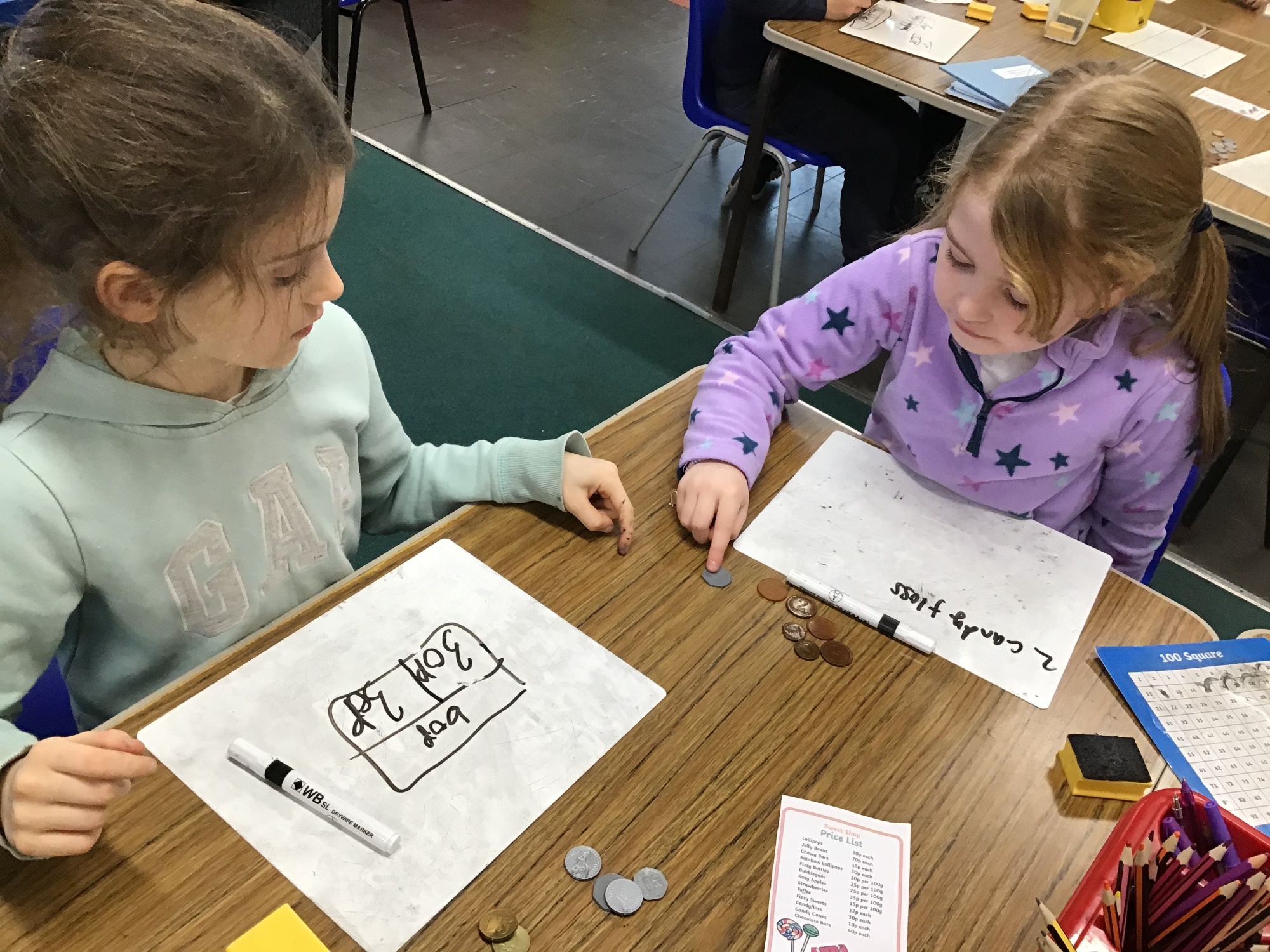 Children learning about coins photo