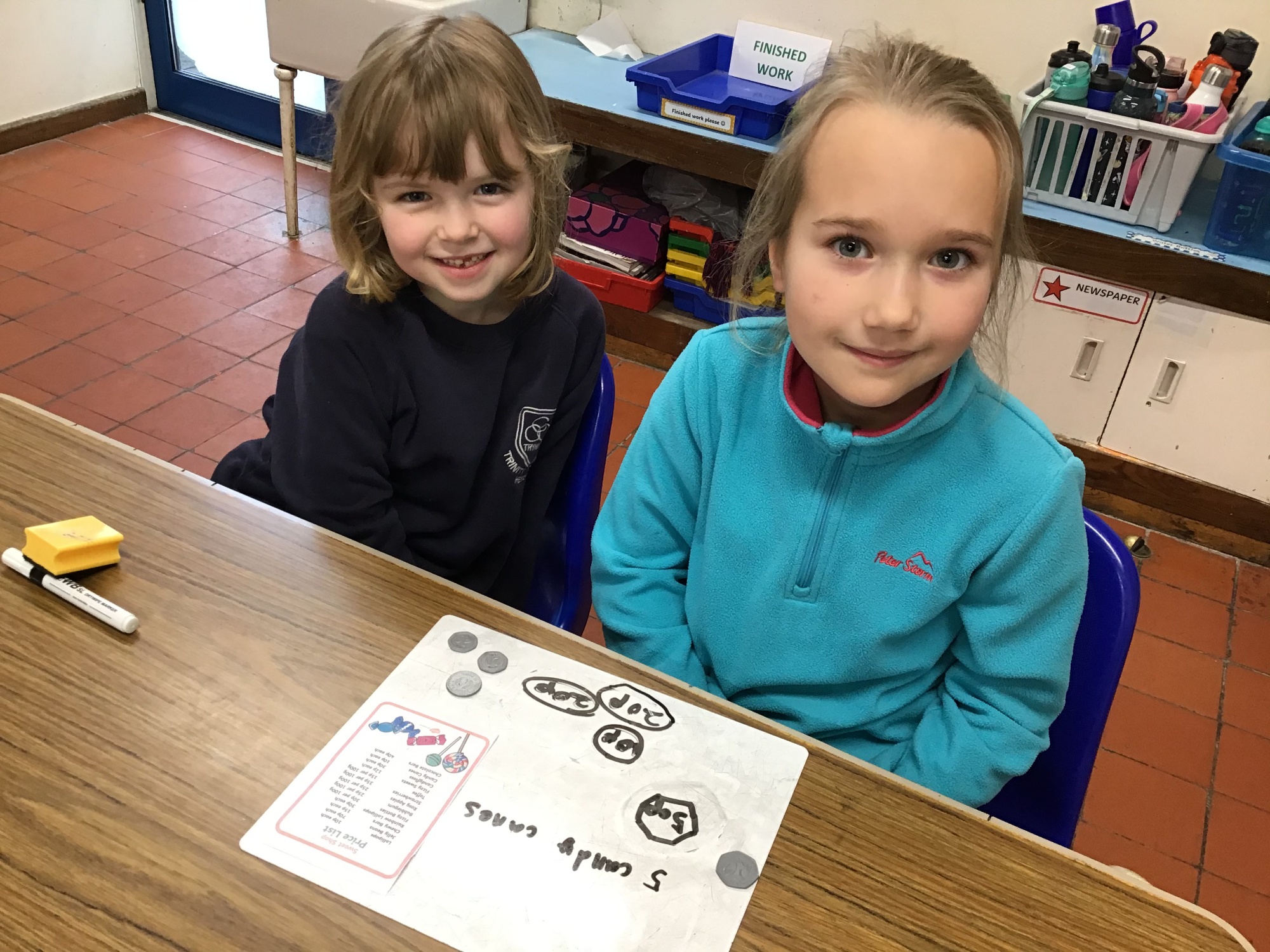 Children learning about coins photo